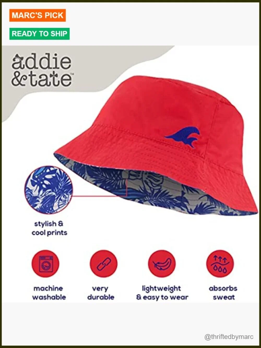 Reversible Bucket Hat for Kids, UPF 50+ Sun Protection